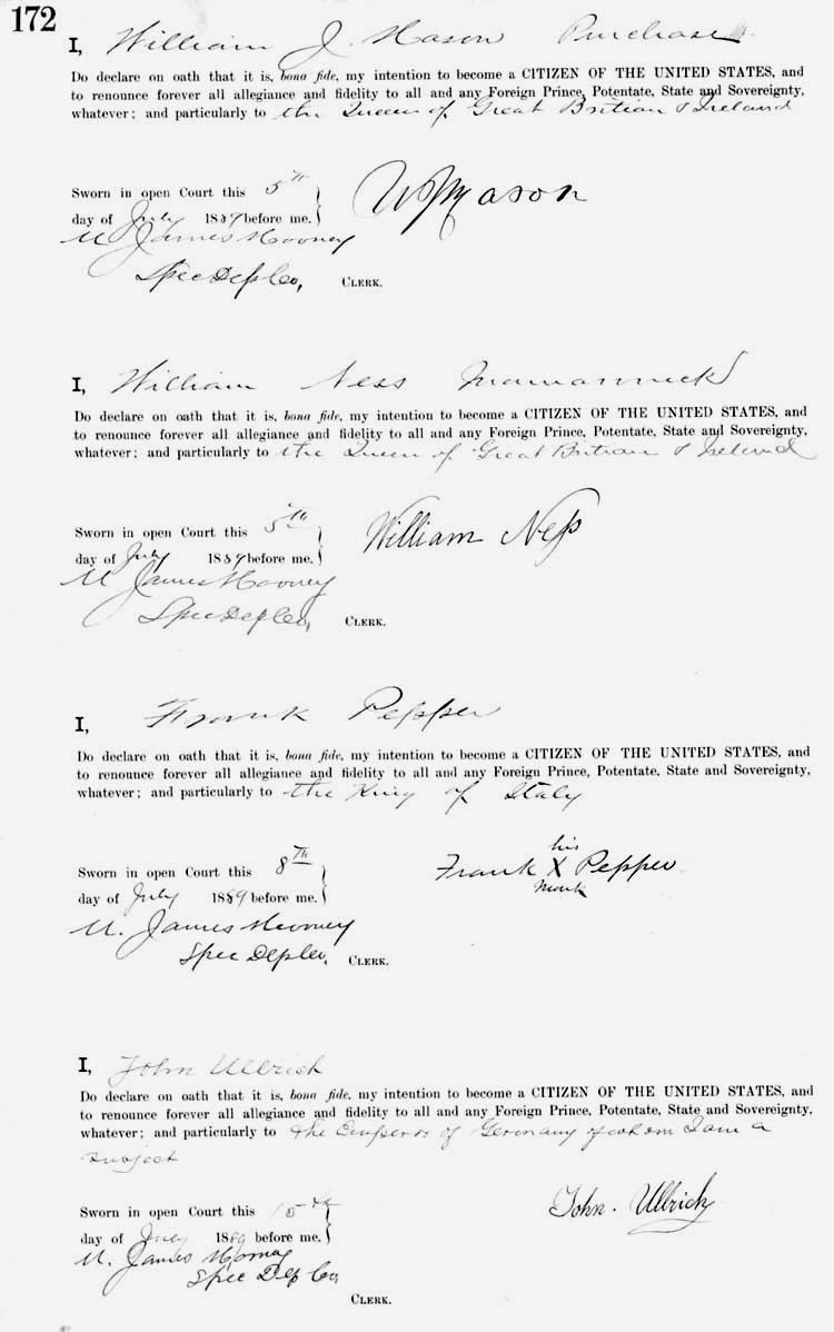 Sample declarations of intention, 1889